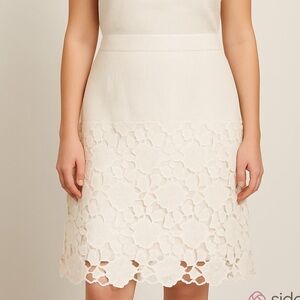 Elisa Cavaletti White Floral Lace and linen Pencil Skirt